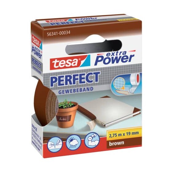 tesa® Gewebeklebeband extra Power Perfect - 2,75 m x 19 mm, braun