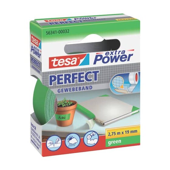tesa® Gewebeklebeband extra Power Perfect - 2,75 m x 19 mm, grün