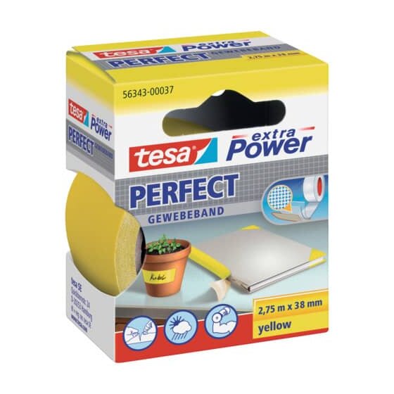 tesa® Gewebeklebeband extra Power Perfect - 2,75 m x 38 mm, gelb