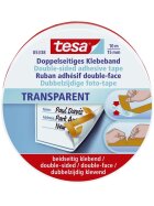 tesa® Doppelseitiges Klebeband, 10 m x 15 mm, mit Trennpapier, ohne Handabroller verwendbar, transparent