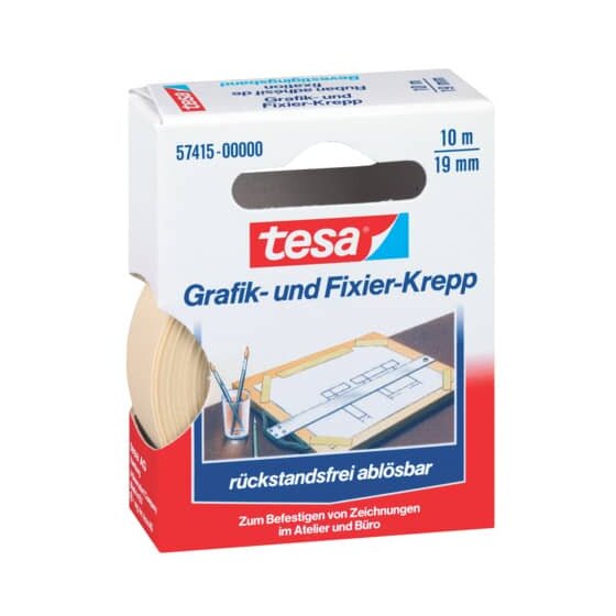 tesa® Fixierband Grafik- und Fixier-Krepp - 10 m x 19 mm, Papier, beige