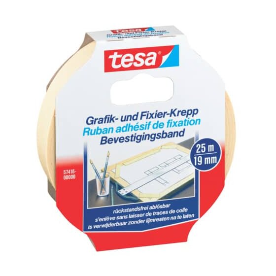 tesa® Fixierband Grafik- und Fixier-Krepp - 25 m x 19 mm, Papier, beige