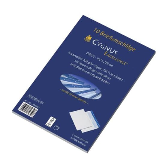 Cygnus Excellence Briefumschlag C5, haftkebend, weiß, Offset 100g, 10 Stück