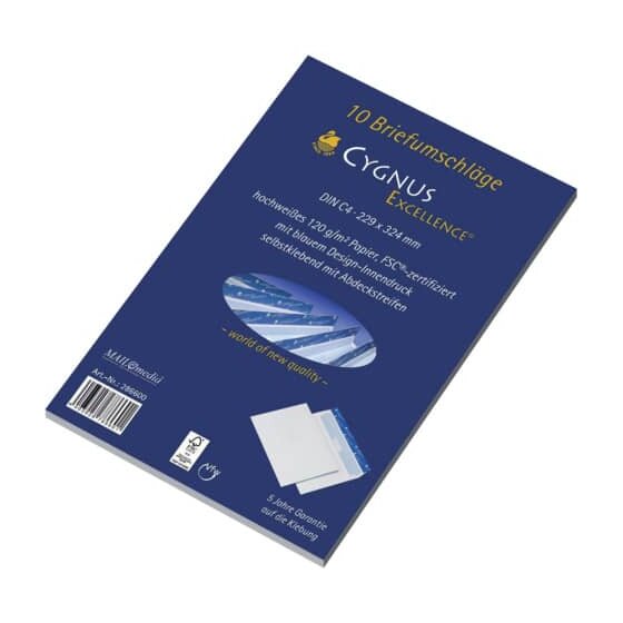 Cygnus Excellence Briefumschlag C4, haftkebend, weiß, Offset 100g, 10 Stück