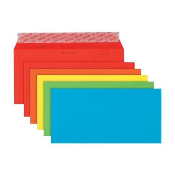 Elco Briefumschlag Color - DL, Kleinpackung 20 Stück, 5 Farben sortiert, haftklebend