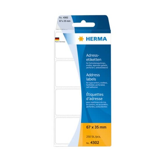 Herma 4302 Adress-Etiketten - 67 x 35 mm, selbstklebend, 250 Stück