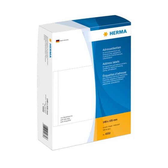 Herma 4332 Adress-Etiketten - einzeln mit Abziehlasche, 148 x 105 mm, selbstklebend, 500 Stück
