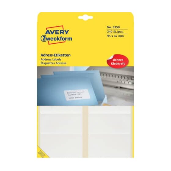 Avery Zweckform® 3350 Adress-Etiketten - 95 x 47 mm, selbstklebend, 240 Stück