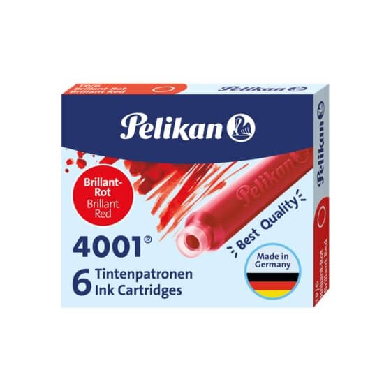 Pelikan® Tintenpatrone 4001® TP/6 - brillant-rot, 6 Patronen