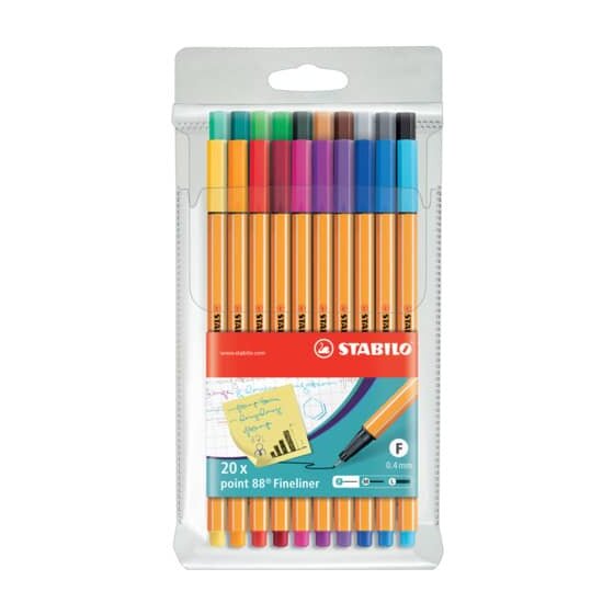 STABILO® Fineliner point 88® Etui - 20er Pack - mit 20 verschiedenen Farben