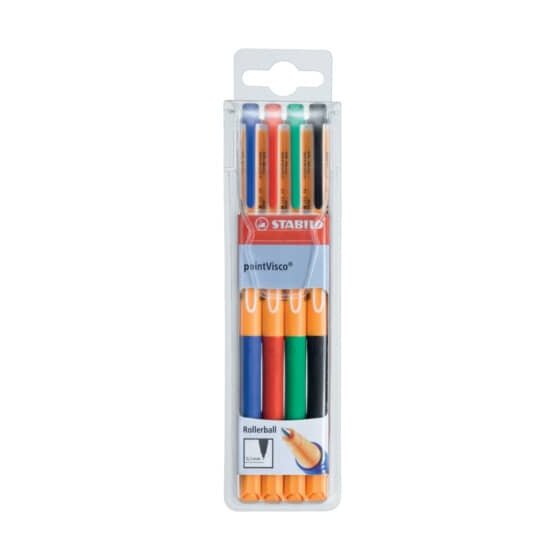 STABILO® Tintenroller - pointVisco - 4er Pack - blau, rot, grün, schwarz