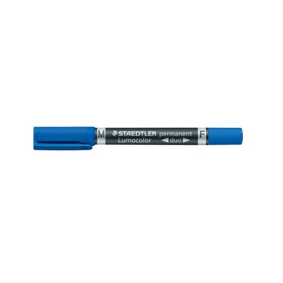 Staedtler® Permanentmarker Lumocolor® duo - nachfüllbar, 0,6 mm und 1,5 mm, blau