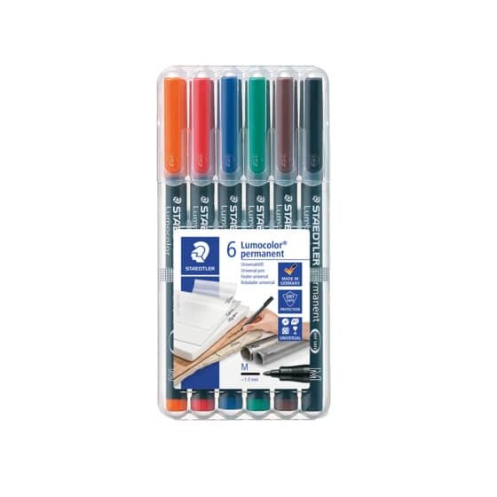 Staedtler® Feinschreiber Universalstift Lumocolor® - permanent, M, 6 Farben