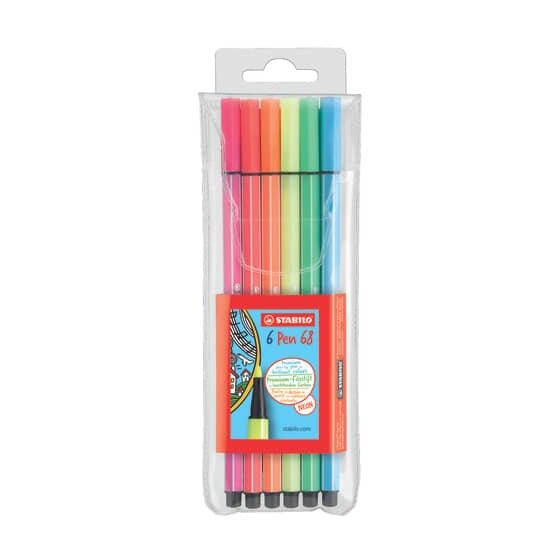 STABILO® Premium-Filzstift - Pen 68 - 6er Pack - 6 Neonfarben