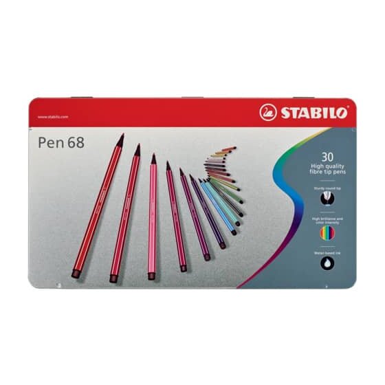 STABILO® Premium-Filzstift - Pen 68 - 30er Metalletui - mit 30 verschiedenen Farben