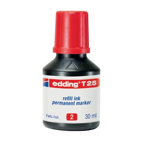Edding T 25 Nachfülltinte - für Permanentmarker, 30 ml, rot