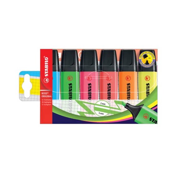 STABILO® Textmarker - BOSS ORIGINAL - 6er Pack - mit 6 verschiedenen Farben