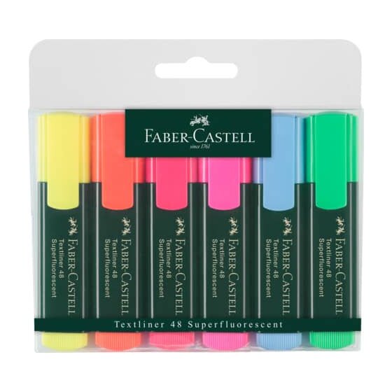 Faber-Castell Textmarker TL 48 REFILL - nachfüllbar, 6 Farben im Etui