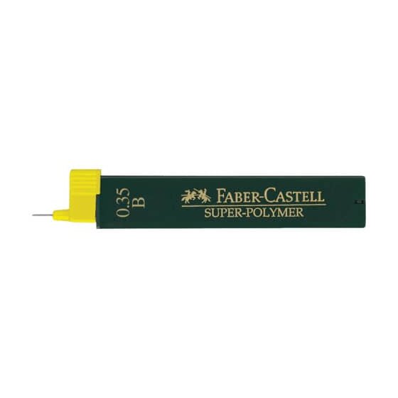 Faber-Castell Feinmine SUPER-POLYMER - 0,35 mm, B, tiefschwarz, 12 Minen