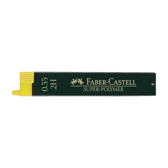 Faber-Castell Feinmine SUPER-POLYMER - 0,35 mm, 2H, tiefschwarz, 12 Minen