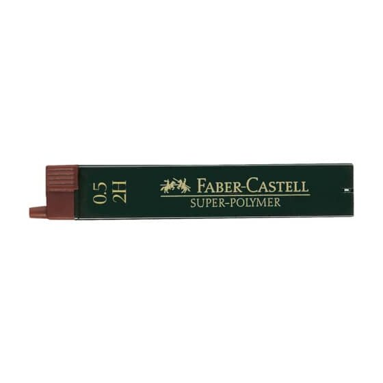 Faber-Castell Feinmine SUPER POLYMER - 0,5 mm, 2H, tiefschwarz, 12 Minen
