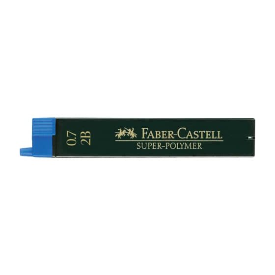 Faber-Castell Feinmine SUPER POLYMER - 0,7 mm, 2B, tiefschwarz, 12 Minen