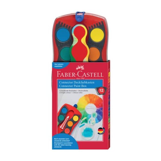 Faber-Castell CONNECTOR Farbkasten - 12 Farben, inkl. Deckweiß, rot