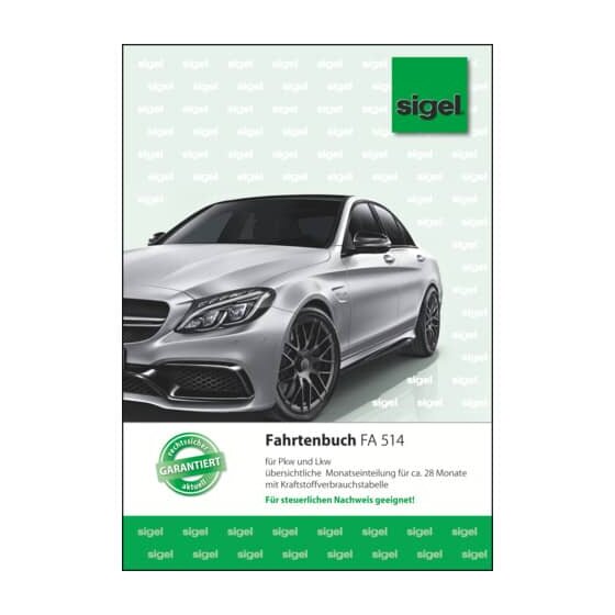 SIGEL Fahrtenbuch für Pkw und Lkw - mit Klammerheftung, A5, 32 Blatt