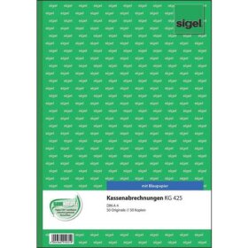 SIGEL Kassenabrechnungen - A4, 1. und 2. Blatt bedruckt,...