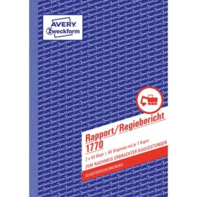 Avery Zweckform® 1770 Rapport/Regiebericht, DIN A5,...