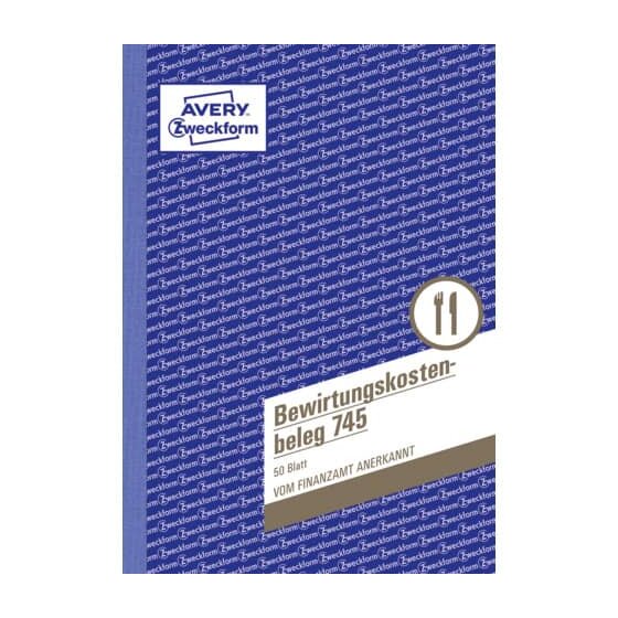 Avery Zweckform® 745 Bewirtungskostenbeleg, DIN A5, mikroperforiert, 50 Blatt, gelb