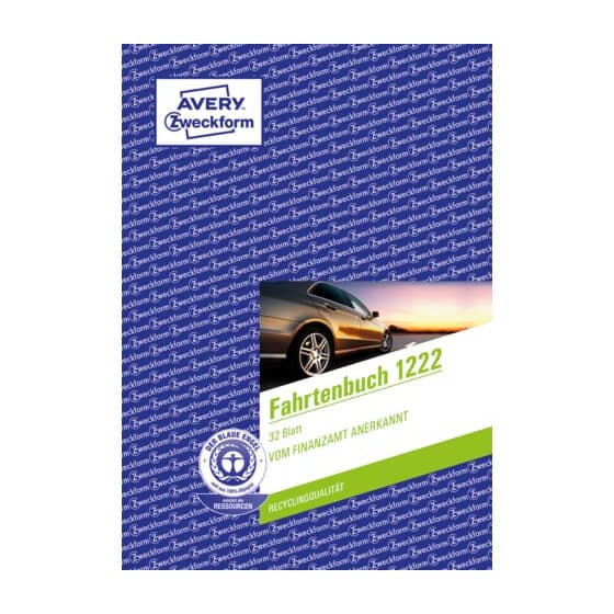 Avery Zweckform® 1222 Fahrtenbuch - A5, steuerlicher km-Nachweis, 32 Blatt, weiß