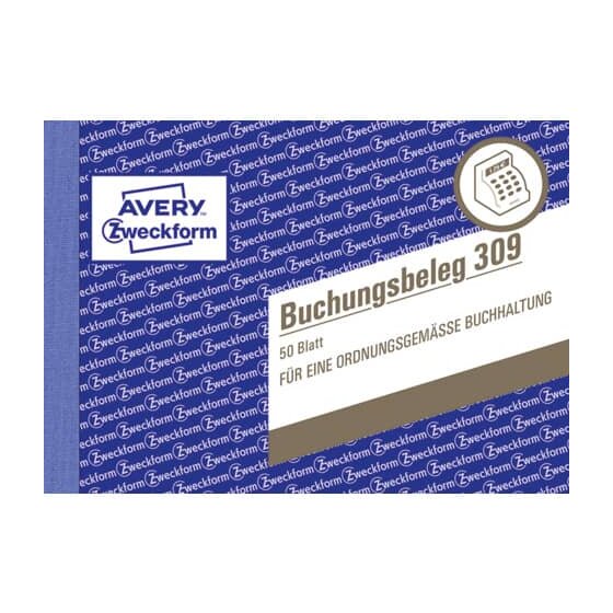 Avery Zweckform® 309 Buchungsbeleg, DIN A6 quer, mikroperforiert, 50 Blatt, weiß