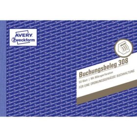 Avery Zweckform® 308 Buchungsbeleg, DIN A5 quer,...