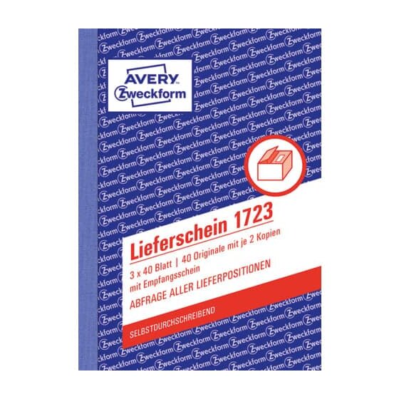 Avery Zweckform® 1723 Lieferscheine mit Empfangsschein, DIN A6, mit Empfangsschein, 3 x 40 Blatt, weiß, gelb, rosa