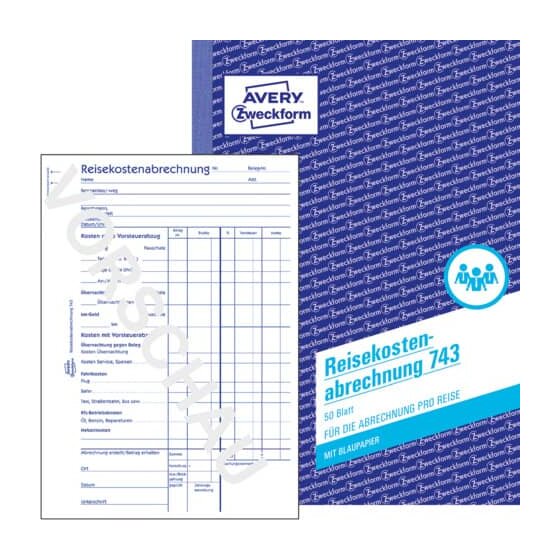 Avery Zweckform® 743 Reisekostenabrechnung, DIN A5, für Abrechnung pro Reise, 50 Blatt, weiß