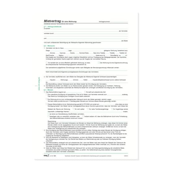 RNK Verlag Mietverträge für Wohnungen - ausführliche Fassung, 6 Seiten, DIN A4