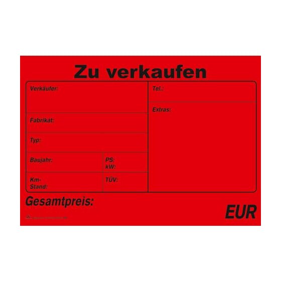 RNK Verlag Kaufverträge für ein gebrauchtes Kfz - SD, 1x4 Blatt, DIN A4, Verkaufsplakat
