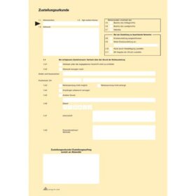 RNK Verlag Zustellungsurkunde, 2 Seiten, DIN A4, 80g/qm