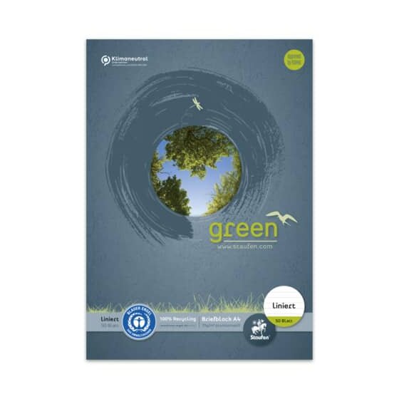 Staufen® green Briefblock - A4, 50 Blatt, 70 g/qm, 9 mm liniert