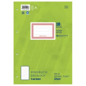 Ursus Green Ringbuchblock - A4, 100 Blatt, 70 g/qm, liniert