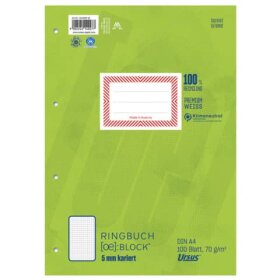 Ursus Green Ringbuchblock - A4, 100 Blatt, 70 g/qm, kariert