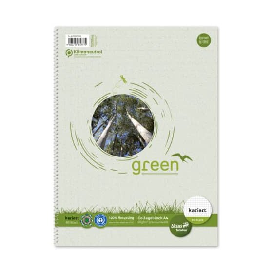 Staufen® green Collegeblock LIN22 - A4, 80 Blatt, 60 g/qm, kariert
