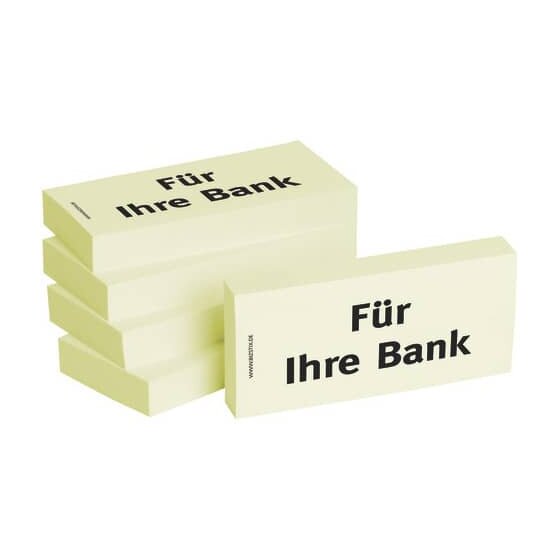 Haftnotizen "Für Ihre Bank" - 75 x 35 mm, 5x 100 Blatt