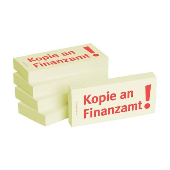 Haftnotizen "Kopie an Finanzamt" - 75 x 35 mm, 5x 100 Blatt