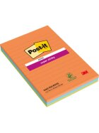 Post-it® SuperSticky Haftnotizen Super Sticky Notes Ultrafarben - 102 x 152 mm, liniert, 3x 45 Blatt