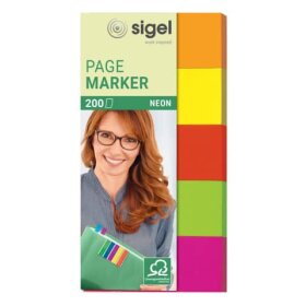 SIGEL Page Marker Neon - 50 x 20 mm, sortiert, 5x 40...