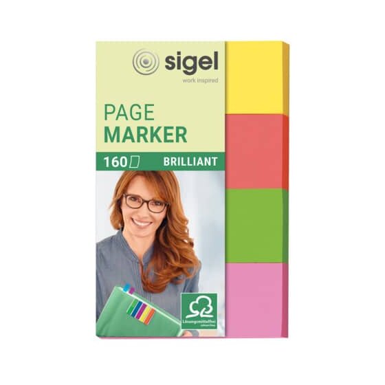 SIGEL Page Marker Brillant - 50 x 20 mm, sortiert, 4x 40 Streifen