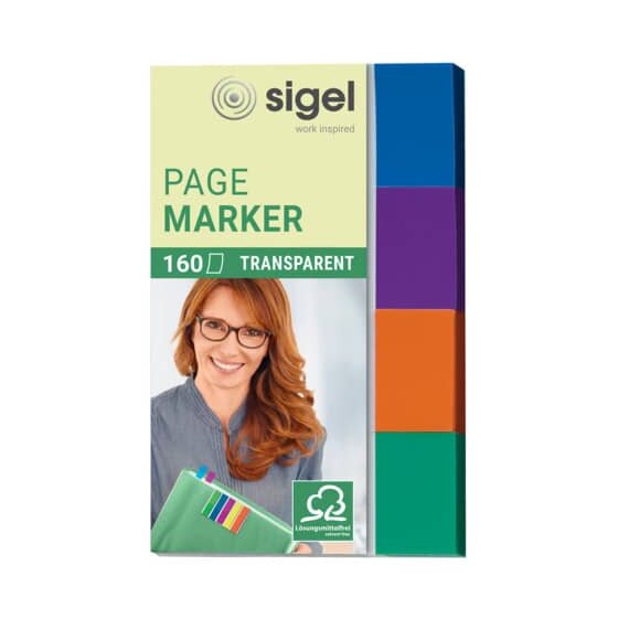 SIGEL Page Marker Transparent - 50 x 20 mm, sortiert, 4x 40 Streifen