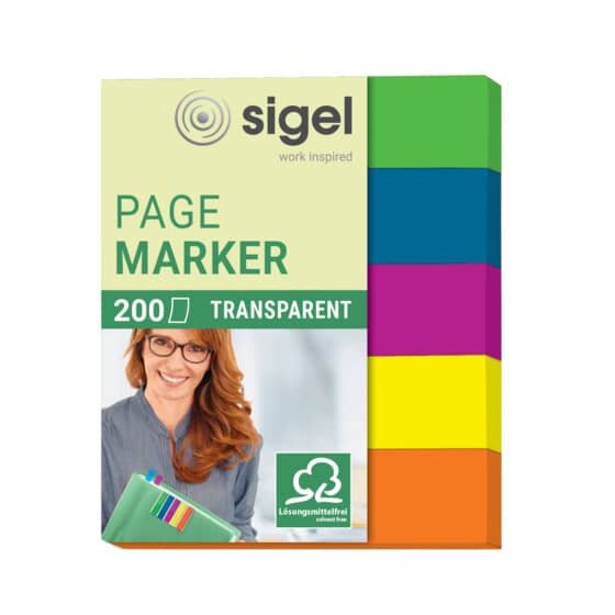 SIGEL Page Marker Folie - 50 x 12 mm, sortiert, 5x 20 Streifen